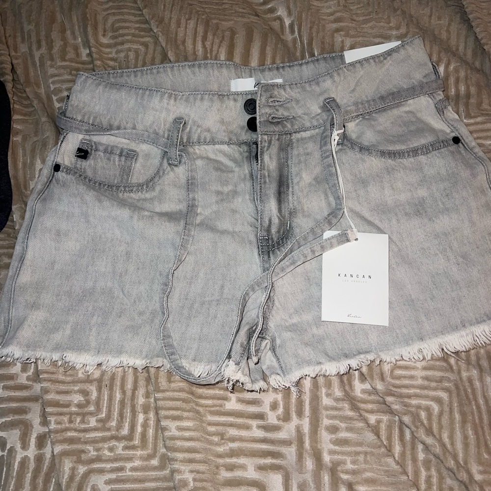 Grey Denim Kancan Size Large Shorts High Rise #591